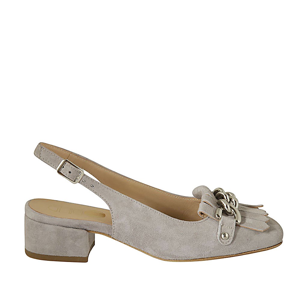 grey suede slingbacks