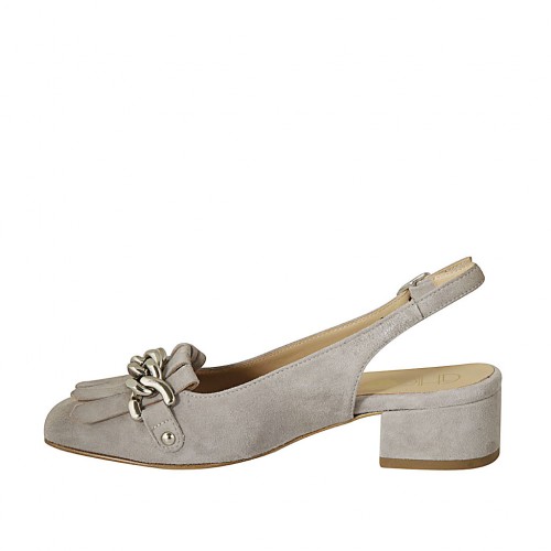 grey suede slingbacks