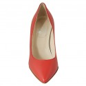 Pointy pump shoe in red leather heel 8 - Available sizes:  42