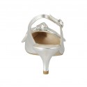 Woman's slingback pump with bow in laminated silver leather heel 5 - Available sizes:  33, 34