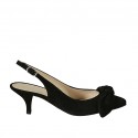 Woman's slingback pump with bow in black suede heel 5 - Available sizes:  34
