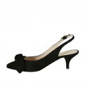 Woman's slingback pump with bow in black suede heel 5 - Available sizes:  34