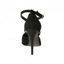 Scarpa aperta da donna con cinturino incrociato in camoscio nero tacco 11 - Misure disponibili: 42
