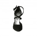 Offener Damenschuh mit gekreuztem Riem aus schwarzem Wildleder Absatz 11 - Verfügbare Größen:  32, 42, 43, 46, 47