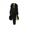 Chaussure ouverte pour femmes avec fermeture eclair et plateau en daim noir talon 11 - Pointures disponibles:  34