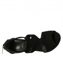 Scarpa aperta da donna con cerniera e plateau in camoscio nero tacco 11 - Misure disponibili: 34