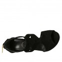 Woman's open shoe with zipper and platform in black suede heel 11 - Available sizes:  34