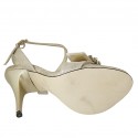 Woman's platform sandal with buckle, strap and rhinestones in platinum suede heel 10 - Available sizes:  42, 43, 45, 47