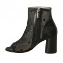 Woman's open shoe with zipper in transparent polka dot fabric and black leather heel 7 - Available sizes:  42