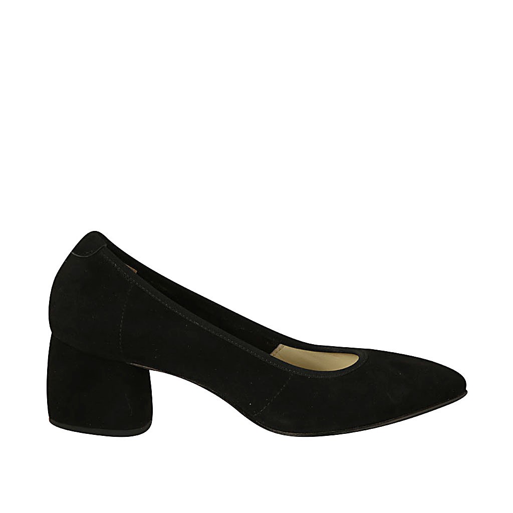 black suede pumps block heel