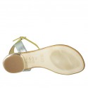Sandalo infradito con cinturino da donna in pelle laminata gialla, verde e turchese tacco 1 - Misure disponibili: 42