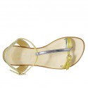 Sandale entredoigt avec courroie pour femmes en cuir lamé jaune, vert et turquoise talon 1 - Pointures disponibles:  42