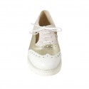 Woman's laced Oxford shoe with sidecuts in rose suede and white and platinum leather wedge heel 4 - Available sizes:  43