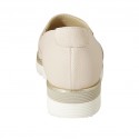 Zapato cerrado para mujer con elasticos y plantilla extraible en gamuza perforada y piel rosa cuña 3 - Tallas disponibles:  43
