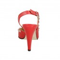 Zapato destalonado para mujer en piel color rojo con tachuelas tacon 9 - Tallas disponibles:  42