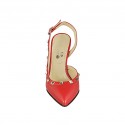 Chaussure ouverte à l'arrière pour femmes en cuir rouge avec goujons talon 9 - Pointures disponibles:  42
