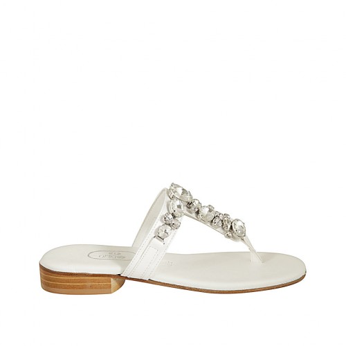rhinestones in white leather heel 2