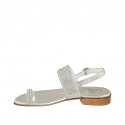 Woman's thong sandal with rhinestones in silver leather heel 2 - Available sizes:  32