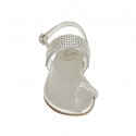 Sandalo infradito da donna con strass in pelle argento tacco 2 - Misure disponibili: 32