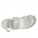 Sandale entredoigt pour femmes avec strass en cuir argent talon 2 - Pointures disponibles:  32