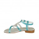 Sandale pour femmes avec strass en cuir lamé et imprimé bleu clair talon 2 - Pointures disponibles:  32