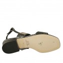 Sandalo da donna in pelle laminata grigia con strass colorati tacco 2 - Misure disponibili: 32, 33, 34, 42, 43, 44, 45, 46