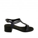 Sandale pour femmes en cuir bleu talon 4 - Pointures disponibles:  42