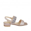 Sandalo da donna in pelle laminata rosa con strass colorati tacco 2 - Misure disponibili: 32, 33, 34, 42, 43, 44, 45, 46