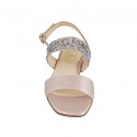 Woman's sandal with multicolored rhinestones in rose laminated leather heel 2 - Available sizes:  32