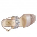 Sandalo da donna in pelle laminata rosa con strass colorati tacco 2 - Misure disponibili: 32, 33, 34, 42, 43, 44, 45, 46