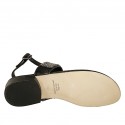 Sandale entredoigt pour femmes en cuir noir avec strass sur les sangles talon 2 - Pointures disponibles:  32