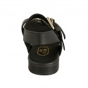 Woman's sandal with buckles in black leather heel 2 - Available sizes:  32