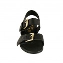 Sandalia para mujer con hebillas en piel negra tacon 2 - Tallas disponibles:  32