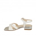 Sandale pour femmes en cuir blanc et cuir verni argent avec courroie talon 2 - Pointures disponibles:  32