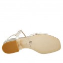 Sandale pour femmes en cuir blanc et cuir verni argent avec courroie talon 2 - Pointures disponibles:  32