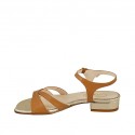 Sandale pour femmes en cuir cognac et cuir verni platine avec courroie talon 2 - Pointures disponibles:  32