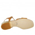 Sandale pour femmes en cuir cognac et cuir verni platine avec courroie talon 2 - Pointures disponibles:  32