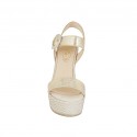 Sandale pour femmes avec plateforme et courroie en daim lamé et imprimé platine talon compensé 12 - Pointures disponibles:  43