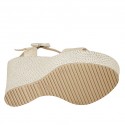 Woman's strap sandal with platform in platinum laminated printed suede wedge heel 12 - Available sizes:  43