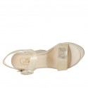 Sandale pour femmes avec plateforme et courroie en daim lamé et imprimé platine talon compensé 12 - Pointures disponibles:  43