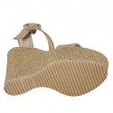Sandale pour femmes avec plateforme et courroie en daim imprimé et lamé platine talon compensé 12 - Pointures disponibles:  43