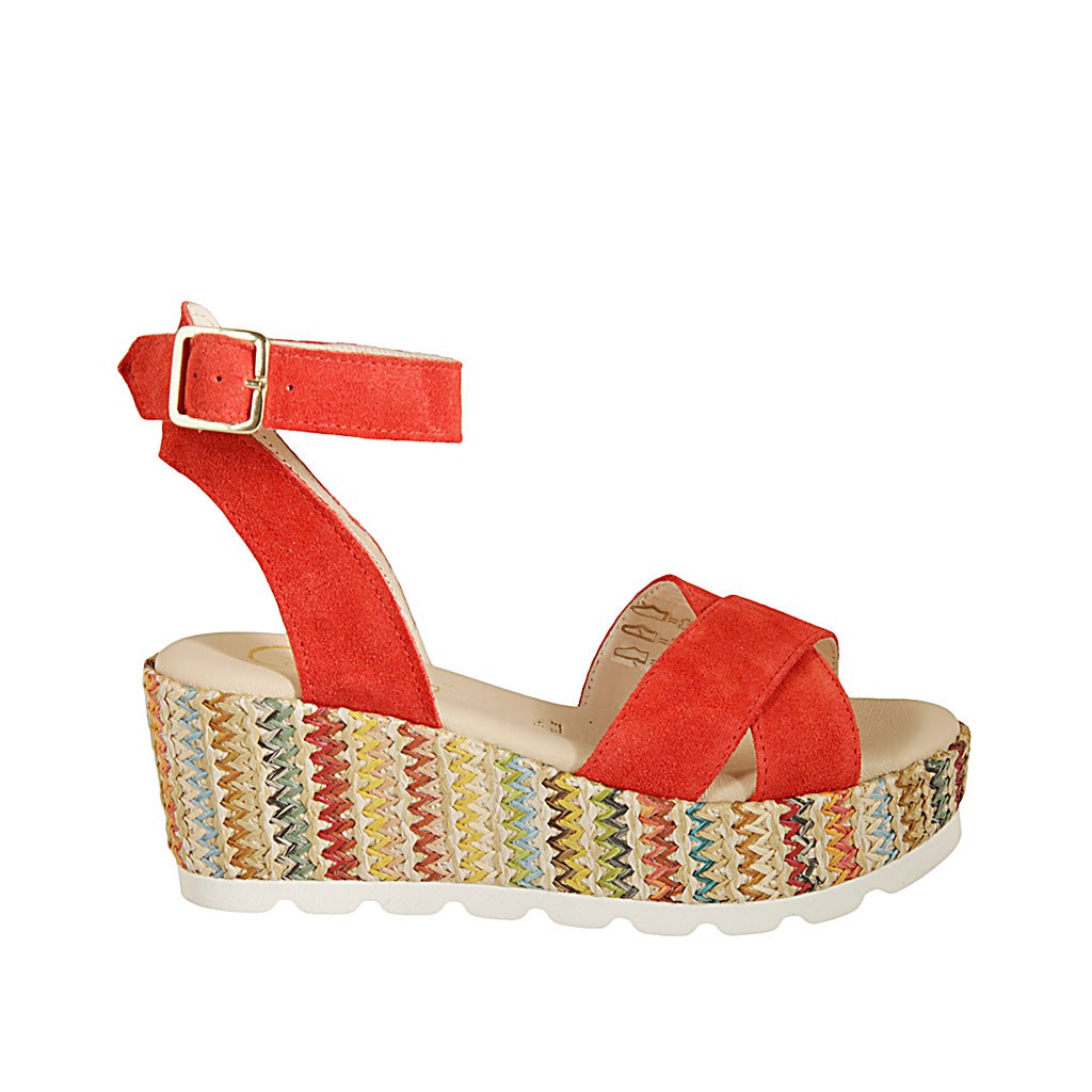 red wedge heel shoes