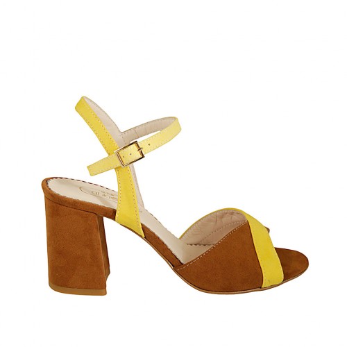 yellow suede block heels