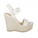 Woman's strap sandal with platform in white leather wedge heel 12 - Available sizes:  43