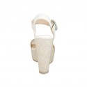 Woman's strap sandal with platform in white leather wedge heel 12 - Available sizes:  43