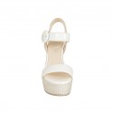 Sandalia para mujer con plataforma y cinturon en piel blanca cuña 12 - Tallas disponibles:  43