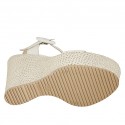 Sandale pour femmes avec plateforme et courroie en cuir blanc talon compensé 12 - Pointures disponibles:  43