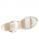 Sandale pour femmes avec plateforme et courroie en cuir blanc talon compensé 12 - Pointures disponibles:  43