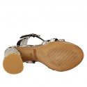 Sandalo da donna con cinturino in pelle stampata bianca e nera tacco 7 - Misure disponibili: 32, 33, 34, 42, 43, 44, 45