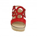 Sandalo da donna in camoscio rosso con plateau e zeppa 7 - Misure disponibili: 31, 32, 33, 34, 42, 43, 44, 45